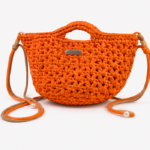 Orange woven pearl bag