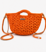 Orange woven pearl bag