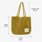 Yellow-green grid tote bag - Image 5