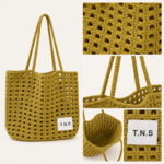 Yellow-green grid tote bag - Image 4