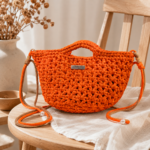Orange woven pearl bag - Image 4