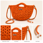 Orange woven pearl bag - Image 3