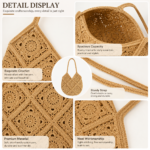 beige-check-crochet-tote-bag - Image 3