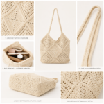 Milky white crochet patterned bag - Image 3