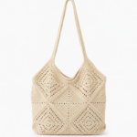 Milky white crochet patterned bag