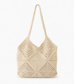 Milky white crochet patterned bag